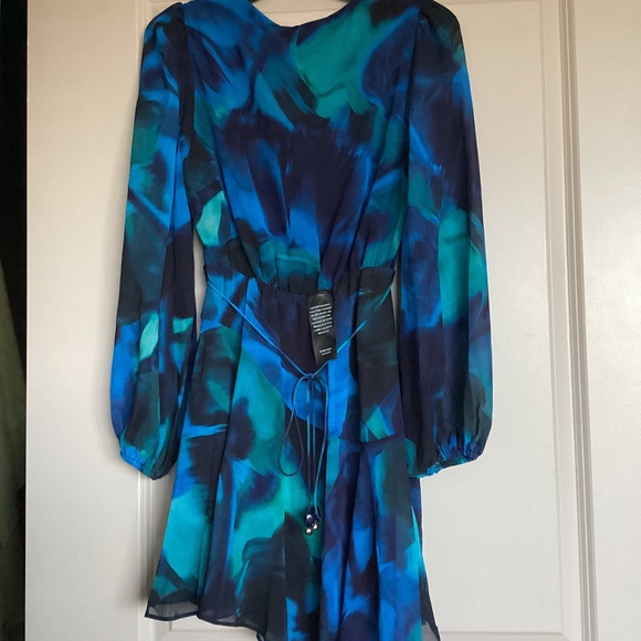 Ever New Tamara Abstract Print Long Sleeve Asymmetric Minidress, size 6 - Picture 11 of 14
